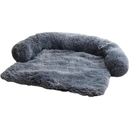 М'яка плюшева підстилка для собак, софа, заспокійне ліжко для собак, ультрам'яке хутро, лежанка для домашніх тварин, м'яка, пральна подушка, захист меблів, лежанка для собак і котів, L, темно-сірий