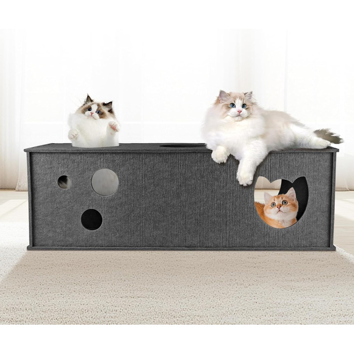 Тунель для котів Homegroove L-подібний, великий, з фільцу, інтерактивний, DIY, сірий