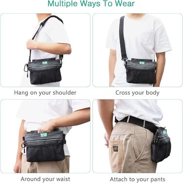 Сумка для корму для собак ORIA, переносна сумка для тренувань, з магнітним закриттям, регульований ремінь та диспенсер для відходів, преміум-якість - сіра