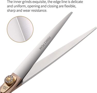 Професійна ножиця для вичісування собак та котів Fenice Peak, 1.2 см, з нержавіючої сталі 440C, 50/56 зубів, 7'' (Комбо, 7.5'')