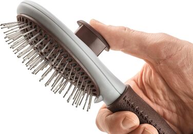 HUNTER SPA щітка для грумінгу собак, самоочисна, 22,5 x 8,0 см, L, сіра/коричнева