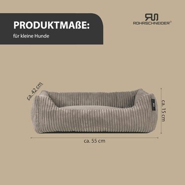 Ляжка для собак | для маленьких собак | з подушкою Cord | знімний чохол | з мискою для корму (Taupe, 55 x 42 см)