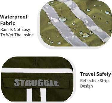 Дощовик для собак PETCUTE: водонепроникний, дихаючий, з капюшоном, XL, оливковий