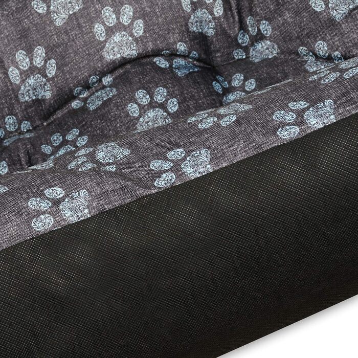 Крісло-лежанка для собак SuperKissen24: лежанка-кошик, лежанка-софа, лежанка для собак великих, середніх та маленьких порід. Лежанка для тварин, розмір L, чорний та сірий колір, з подушками з льону, 95x75 см. Можна прати.