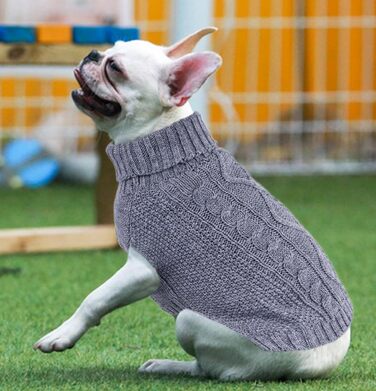 Теплий зимовий пуловер для собак - для дрібних собак, дівчаток та хлопчиків (такса), в'язаний одяг для домашніх тварин, безрукавний пуловер для котів, одяг для собак (сірий, M)