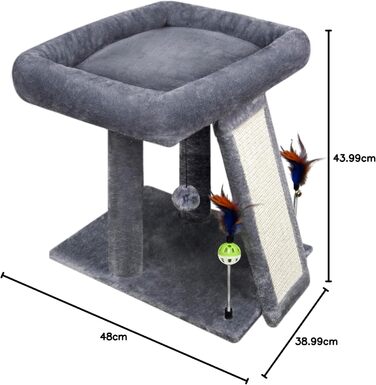 Кігтеточка TWDEPART для котів, активний комплекс, кімнатні меблі для котів з іграшками, сіра