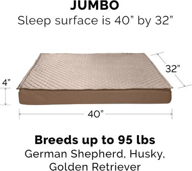 Лягу для собак Furhaven XL: Водостійкий лежак з піною Memory Foam, розмір Jumbo (X-Large), колір пісок (102 x 81 x 10 см)