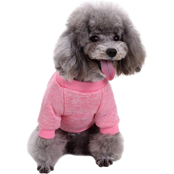 Теплий зимовий в'язаний пуловер для собак, теплий халат для цуценят та маленьких собак (XXS, Small), рожевий