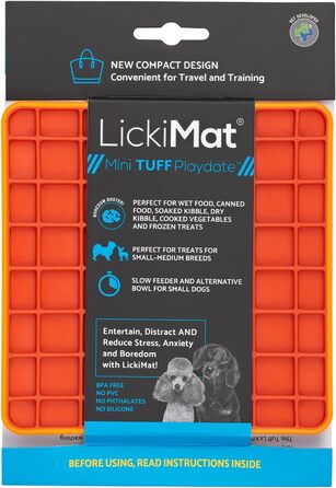 Килимок для собак LICKIMAT Mini Tuff: повільне годування, розвага та зменшення тривоги, рожевий/оранжевий, LM913X