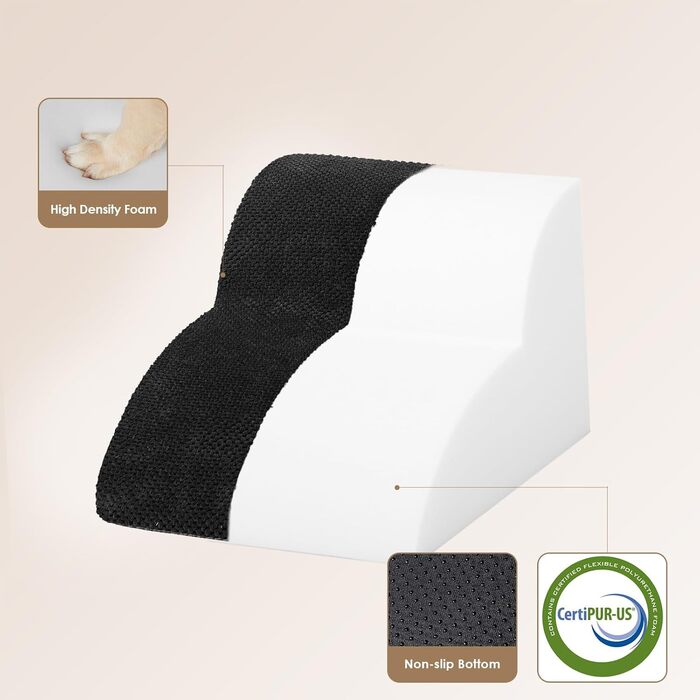 Сходинки для собак EHEYCIGA: 50 см, 4 сходинки, для маленьких собак, на диван/ліжко, з високощільним губчастим матеріалом, знімний та миючий чохол, антиковзне покриття, сірий (40 x 50 x 30 см)