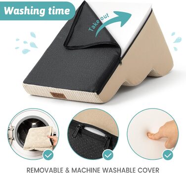 Сходинки для собак маленьких порід 57 см, 5 сходинок, з миючим покриттям та антиковзким покриттям, 40x84x57 см, бежевий колір