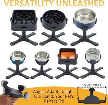 Підвищений годівниця для собак DOUDING: підставка з нержавіючої сталі, регульована висота та нахил, антиковзаюча, для малих, середніх та великих собак