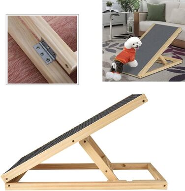 Рампа для собак Efan з масиву дерева, регульована висота, до 150 кг, для автомобілів та вантажівок (70 x 35 см, H30-40 см)