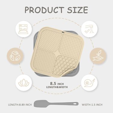 Килимок для собак з присосками, 2 шт. (сірий та бежевий), 21.6 x 21.6 см - для повільного годування та розваг