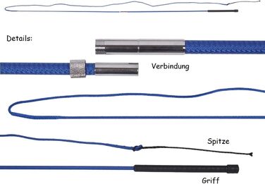 NETPROSHOP Лонже для коней з фібрагласу, роздільна, довжина 180/200 см, з гумовим руків'ям, колір: кобальтово-синій