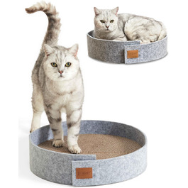 PiuPet® Круглий когтеточка для котів 38 см, стильний фетровий дизайн, кругла гофрокартонна когтеточка для котів