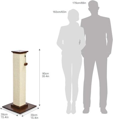 Amazon Basics Високий дерев'яний дряпак для котів, великий, 41x89x41 см, преміум якість