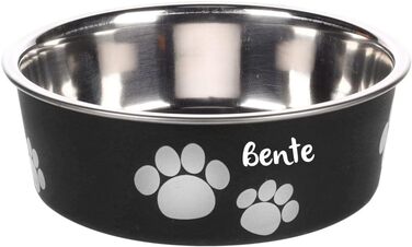 Персоналізований миска для собак з нержавіючої сталі 2200 мл – протиковзкий кільце – для великих собак – з іменем – Petslino (Чорний, XS)