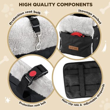 Автокрісло для собак з PU-шкіри, Рожеве (Чорне PU-шкіра)