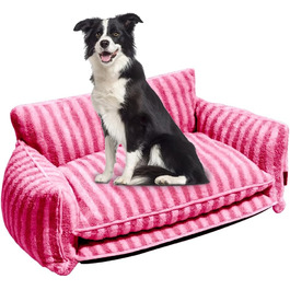 Крісло-лежанка для собак, м'яке ліжко для тварин, рожево-смугасте, XL 100x65x40 см