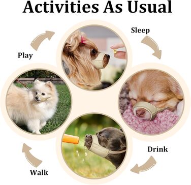 Майзерзон Намордник для собак з короткою мордою, м'який, для Чихуахуа, Ші-тцу, Американського Буллі, Боксера, цуценят, для грумінгу, до ветеринара, запобігає укусам, хакі, XXS (діаметр морди 3.5-4.25