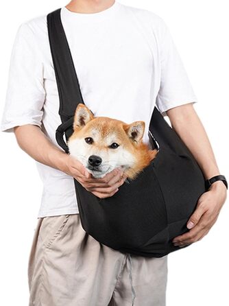 Сумка-переноска для собак та котів, чорна, для подорожей та прогулянок, з регульованим ремінцем