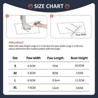 Чоботи для собак OHCOZZY, водонепроникні, зимові, захист лап, для малих, середніх та великих собак, 4 шт. (M, чорно-помаранчеві)