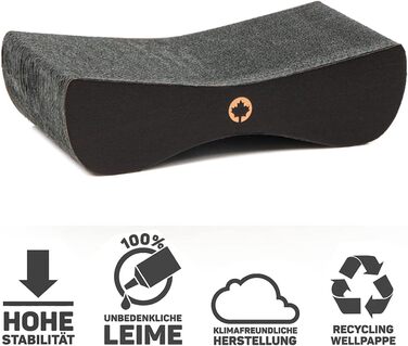 Котячий будиночок Kratzbrett Satellite SMALL Black Edition: когтеточка з картонної поверхні та котячої м'яти, 37x10x23 см