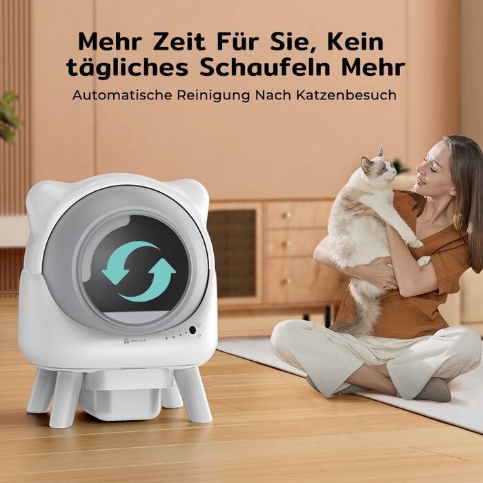 Автоматичний лоток для котів Cura X1 Katzenklo: самоочищення, 80+8 л, датчики безпеки, контроль через додаток, для кількох котів