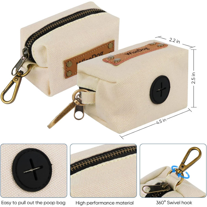 Набір повідка та нашийника для собак Wisedog: регульований, міцний нашийник та повідок для собак маленьких, середніх та великих порід, з тримачем для пакетів для екскрементів (M, пісочний колір). Розмір M (нашийник: 30-45 см; повідок: 1.5 м)