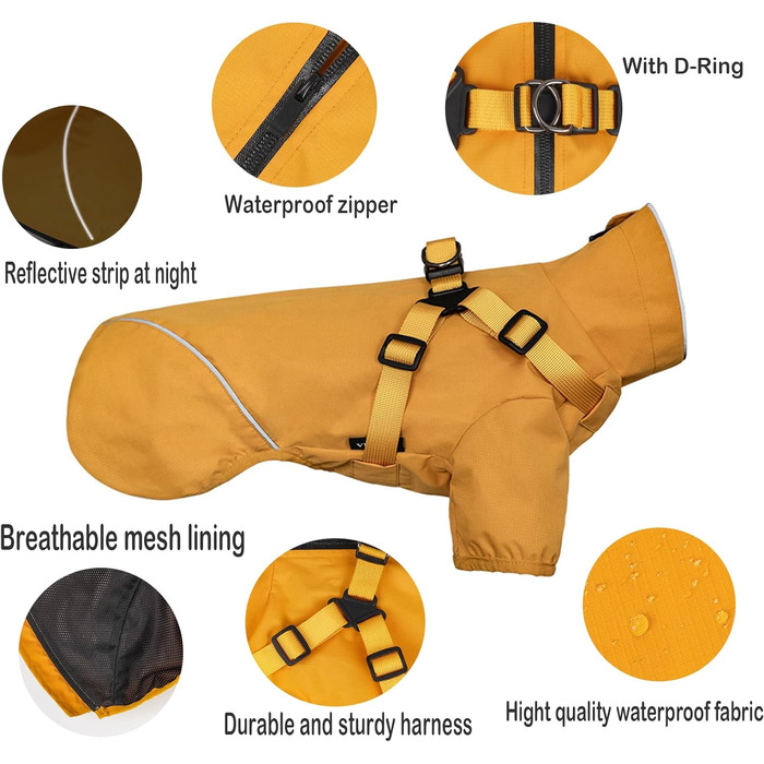 Водонепроникний дощовик для собак BT Bear, сірий, розмір L - відбиваючий, для маленьких собак