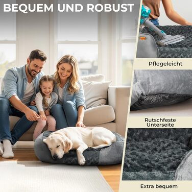 Зручне ліжко для собак - м'яке, комфортне, миється, з антиковзаючим покриттям, наповнювач PP Cotton та подрібнений пінопласт, міцний дизайн, для маленьких собак, сірий колір, розмір S