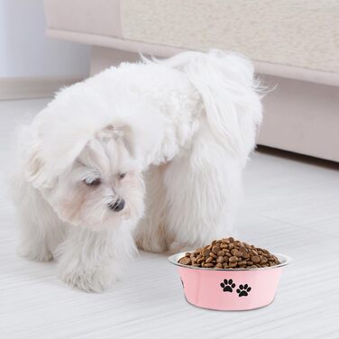 Набори мисок для собак та котів SUOXU з нержавіючої сталі (860 мл, 2 шт.) з антиковзною основою - рожевий