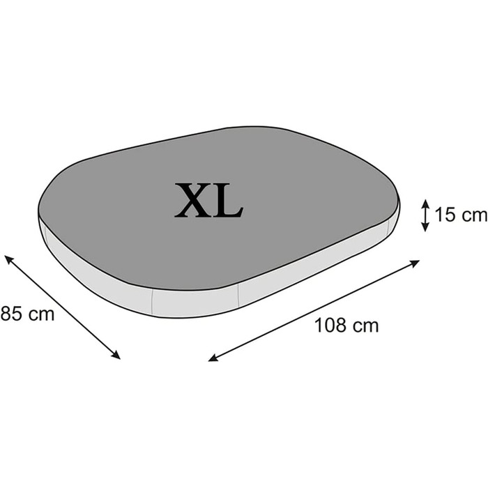 Лежанка для собак овальної форми, Økoleinen - зручна та водонепроникна лежанка для собак великих, середніх та малих порід - міцне, кушеткове собаче ліжко з піною, підходить для використання на вулиці та прання - 87x68x15 см (XL - 108x85x15 см, темно-сірий