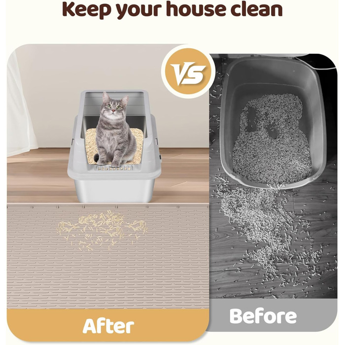 Килимок для котячого туалету Bartuke Katzenklo Matte, великий розмір 101 x 71 см, силіконовий, контролює розсипання, м'який для лап котів, легко миється (Зелений)