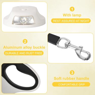 Висувна поводок Colexy для собак та котів з LED-підсвічуванням, 3м, до 15кг