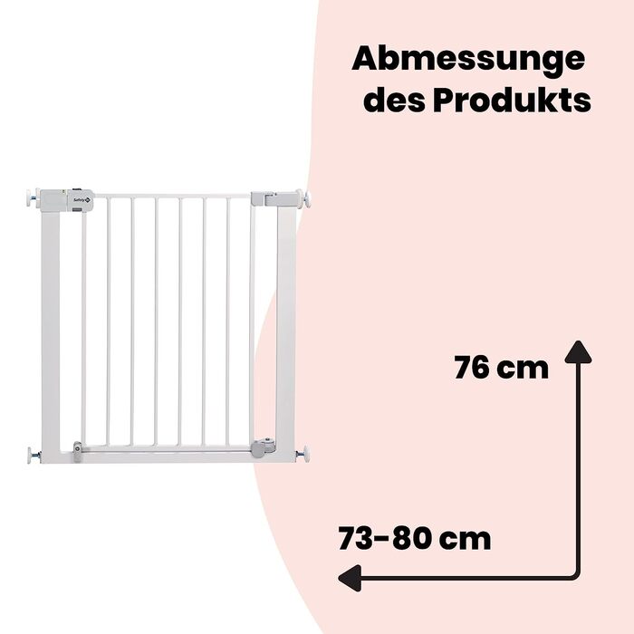 Захисні ворота для дітей Safety 1st Auto Close – автоматичне закривання, без свердління, 73–80 см (розширюється до 136 см), двостороння фіксація, білий метал