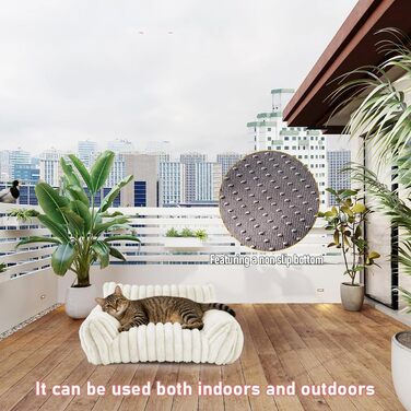 Котяче ліжко-софа, м'яке та пухнасте, 60x45x20 см. Підходить для котів та маленьких собак. Знімний, пральний чохол, антиковзаюча підкладка.