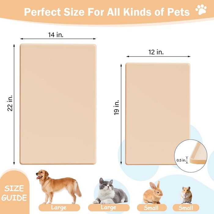 Килимок для годування собак та котів з силікону харчової якості, з піднятими бортиками, неслизький, жовтий (L)