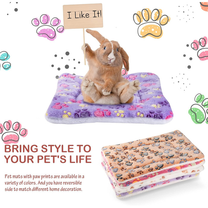 М'які лежанки для тварин Hestya (4 шт.) з милим малюнком, 32x25 см. Лежанка для собак, котів, кішок, морських свинок, підстилка у клітку, флісова, перевертається, товста, для миття.