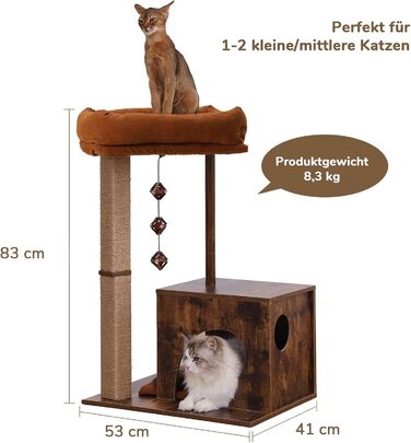 Котячий дряпак 86 см з джутовим стовпом, гамаком і іграшкою Silvervine, ретро-стиль, котячий будиночок для домашніх котів