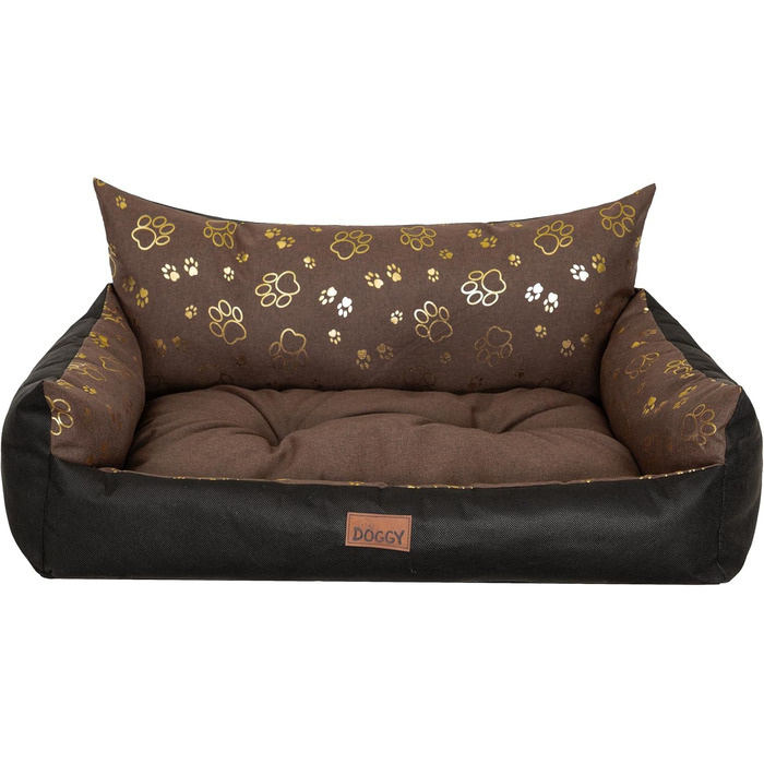 Ліжко для собак DOGGY - корзина для собак маленьких, середніх та великих порід - лежанка для тварин - собаче диван-матрац - ліжко для домашніх тварин - XXXL 132x106 см - коричневий колір з лапами