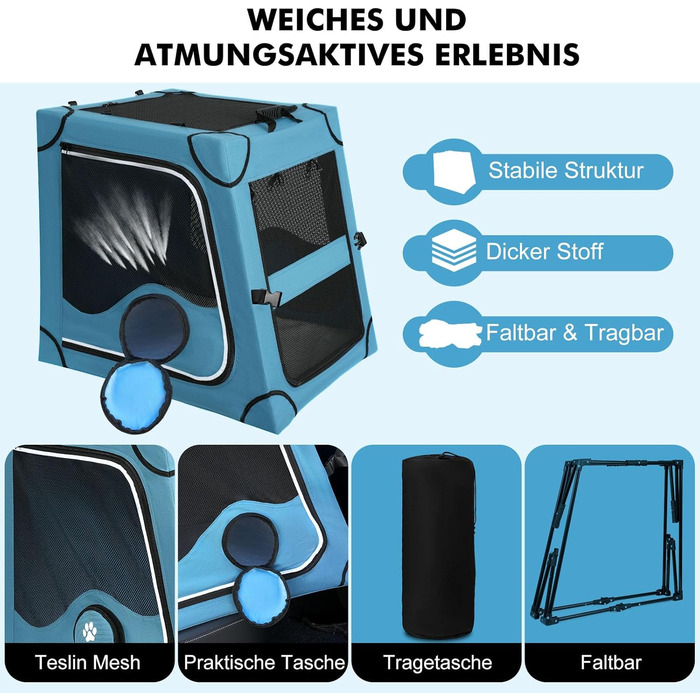 Складана переносна переносна коробка для собак Snagle Paw, стабільна переноска для заднього сидіння автомобіля з підголовником, металевий каркас, переноска для подорожей для середніх/великих собак, переноска з сітчастими дверцятами та м'якою оббивкою (68с