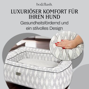Зручне собаче ліжко bo&flash Boise 'Roy' - диван для собак маленьких та великих порід, з дизайном, що можна прати, з антиковзким покриттям, для захисту суглобів (M, Ruby)