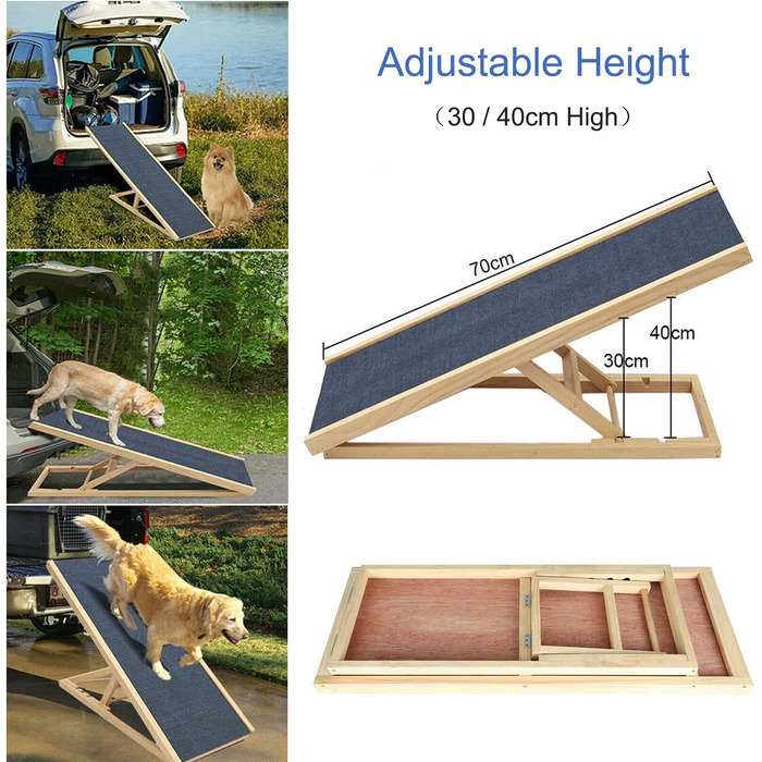 Рампа для собак у машину, складна, для маленьких, середніх та великих собак, котів, з антиковзким покриттям, легка, 100 x 60 см (4 висоти), 70 x 40 см (2 висоти)