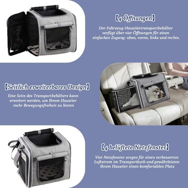 Корзина для собак на велосипед Cnwinu, передня, розширювана, складна, з 4 дверцятами та сітковими вікнами, для маленьких та середніх собак та котів