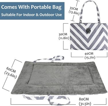 Водонепроникний килимок для котів та собак Kritter Planet, складаний, миючий, для відпочинку на природі, у подорожах, кемпінгу. Маленький/середній, 80 x 60 см (сірий хвилястий)