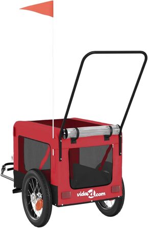 Перетягувач для собак на велосипеді Robuster - Oxford, залізо, PVC, червоний & чорний, 120x54,5x53 см - з PVC-дах та зручною платформою, для маленьких собак та домашніх тварин, модель 93929
