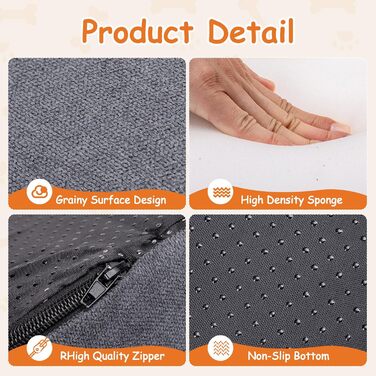 Сходинки для собак Nobleza – 3 сходинки, сірі, 35x56x40 см, з миючим покриттям та протиковзким дном