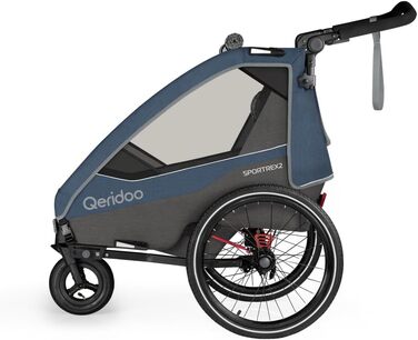 Qeridoo Sportrex 2 Limited Edition Jeans Blue: Дитячий велопричіп для 2 дітей, 360° обертове колесо, захист голови